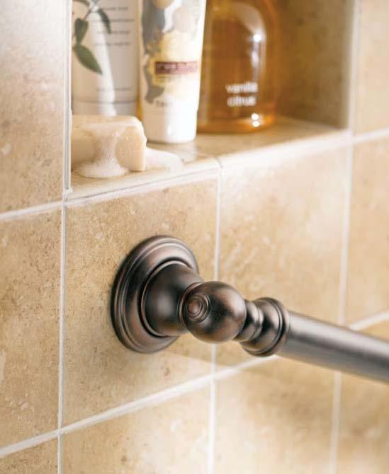 MOEN DECOrATiVE GrAB BArS Beautifully designed to match our Moen faucet and bath accessories. ADA Compliant.