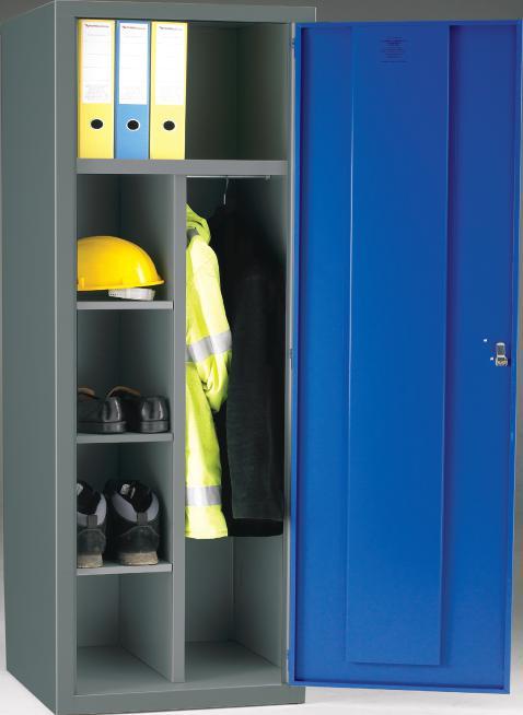 A top blanket/storage box is available to add The locker is fitted with a hat shelf and a central divider, with three fixed shelves