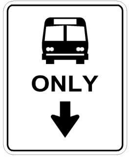 The signs are typically used on roads paralleling a busway where road users might turn across a busway.