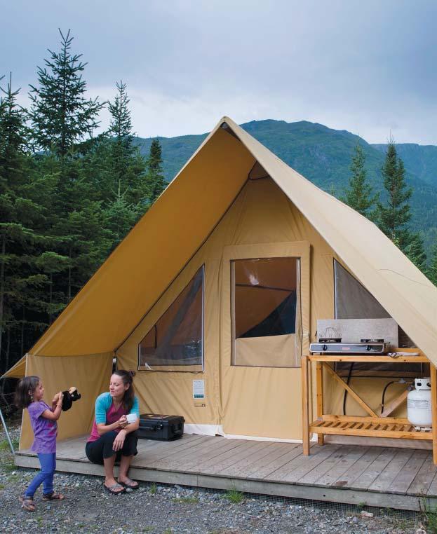 Visitors can choose among several types of accommodations and packages: Serviced campgrounds Ready-to-camp Rustic camping Huts Lac Cascapédia Cabins Gîte du Mont-Albert (inn and cottages) BEGINNING