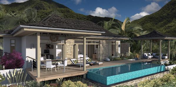 gardens, infinity-edge pools, and spectacular ocean and beach views 55 one- and two-bedroom private villas will radiate out from a spine of land that bisects the two beaches of Rendezvous Bay Guest