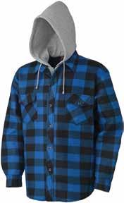 drawstring hood 2 chest pockets Sizes: S-4XL QUILTED HOODED POLAR FLEECE SHIRT 415SS