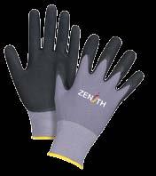 Grey seamless nylon/spandex 18-gauge shell for maximum dexterity a Premium comfort and breathability reduces hand fatigue a Knit wrist prevents dirt and debris form entering the glove a Case Qty: 144