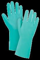 SEF086 10 SEF087 11 UNLINED Green nitrile GLOVES a Unlined for improved dexterity a Raised diamond pattern provides superior grip a Resistant to cuts, puncture and abrasion a Length 15" a Thickness: