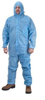 protective clothing polypropylene coveralls - - - a Polypropylene permits breathability and comfort a Offers protection against non-hazardous and non-toxic liquids, dust and particles a Economical