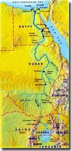 called because of the Nile s northerly flow. Because the Nile runs through some rocky and hilly lands, it caused or to form.