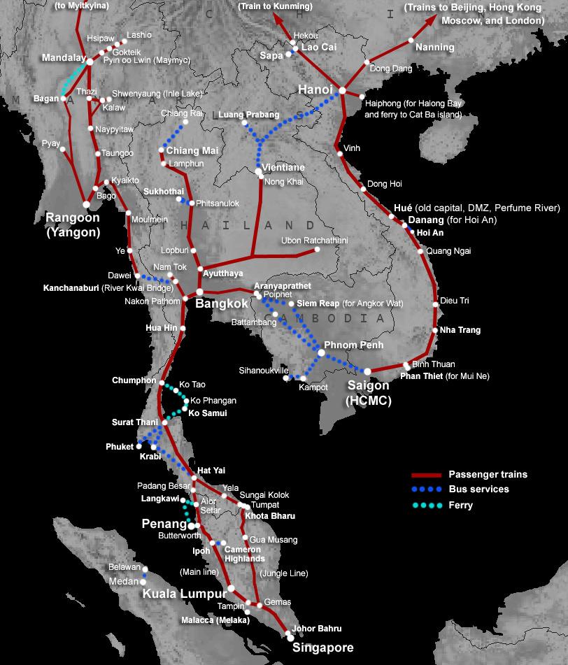 Current Rail Network in Southeast Asia