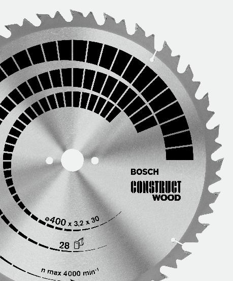 726 Kružne pile Construct Wood Bosch pribor 11/12 Construct Wood: robustan u građevnom drvu Construct Wood je idealan za grubo rezanje građevnog drva Zakošeni plosnati zupci