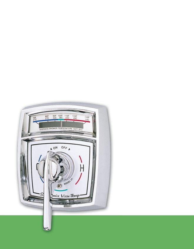 Visu-Temp Comfort at a Glance In one attractive unit the Symmons Visu-Temp combines the controlled Pressure-Balancing of Safetymix with the visual control of a thermometer.