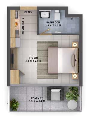TYPICAL FLOOR PLAN FLOORS 6-28 TYPICAL FLOOR PLAN STUDIO Disclaimer: All pictures, plans, layouts, information, data and details included in this brochure are indicative only and may change at any
