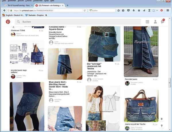 Fig. 1: Pinterest posts dealing with refashioning old jeans