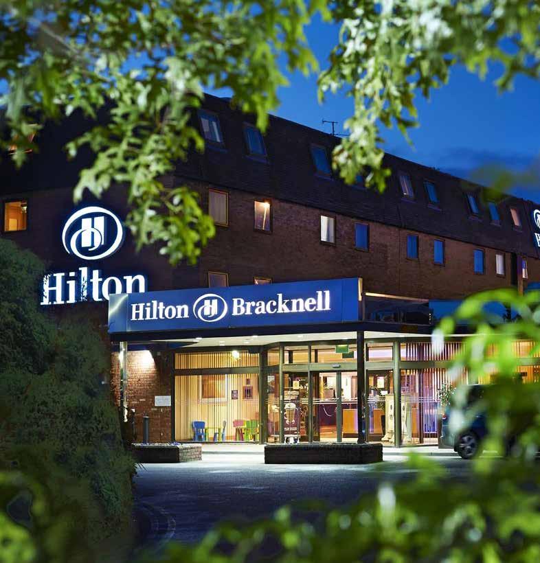 HILTON BRACKNELL The Hilton Bracknell hotel is a convenient 30-minute drive from Heathrow Airport and just five minutes from the M3 motorway.