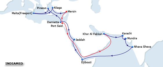 INDIAMED West call From EGPSE to Piarues 3 Malta 5 Algeria 7 Mersin 10 East call From EGPSD to Khor Al Fakkan