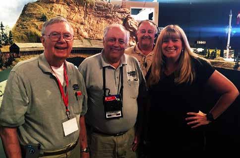 In the photo below, Narrow Gauge and Short Line Gazette Editor Bob Brown (left) and National Model Railroad Association (NMRA) President Charlie Getz (second from left) were greeted by Jerry