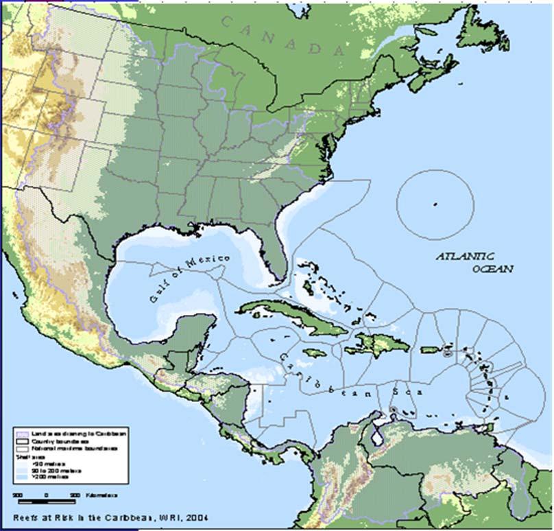 The Wider Caribbbean Region Continental nations 14. Belize 15. Colombia 16. Costa Rica 17. Guatemala 18. Guyana 19. Honduras 20. Mexico 21. Nicaragua 22. Panama 23. Surinam 24. USA 25.