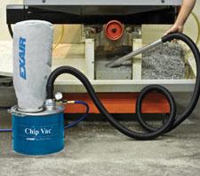 The compressed air operated Chip Vac is an industrial duty vacuum designed specifically for vacuuming chips.