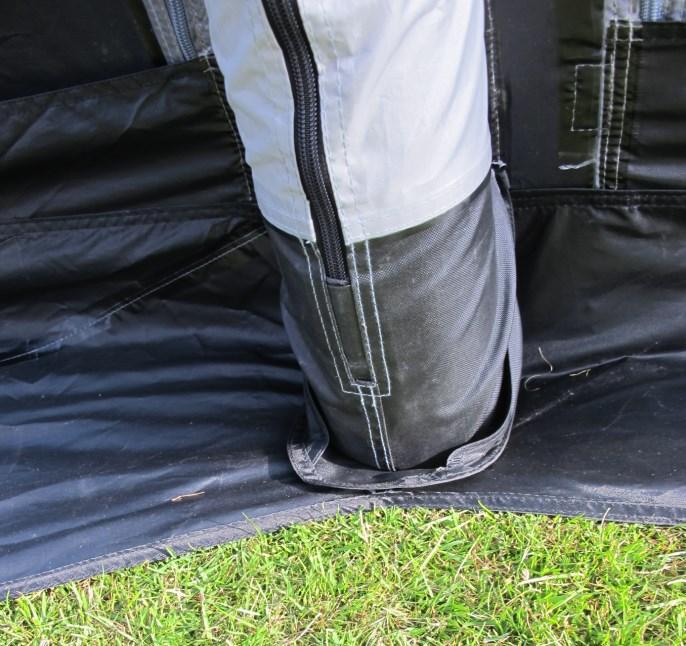 12 Make sure that the awning is sitting squarely on your caravan, if necessary adjust the pegging at the four corners ensuring that the sides and front are stretched tight.