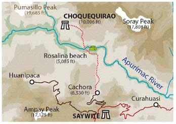 Much of the charm of Choquequirao lies in the fact that there are no roads, rail links or riverboats providing access to the site.