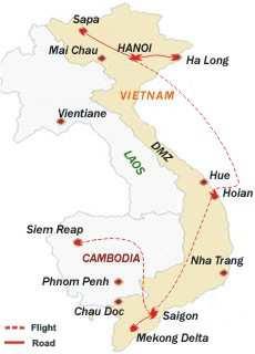 Vietnam and Cambodia Customize Tour for Simone St Clair and Husband Highlights: Saigon Siem Reap Pnom Penh - Cu Chi Tunnel Cantho - Mekong Delta - Dalat - Nhatrang - Danang - Hoian - Hue - Hanoi Sapa