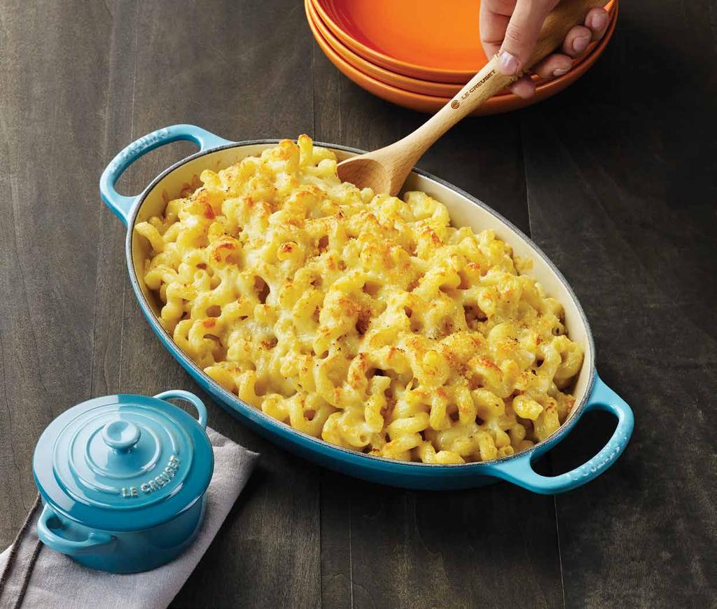 Elevate Your Comfort Food The epitome of comfort food, this version of mac and cheese with its crunchy panko top, four cheeses, nutmeg and cayenne takes this classic to a whole other level.