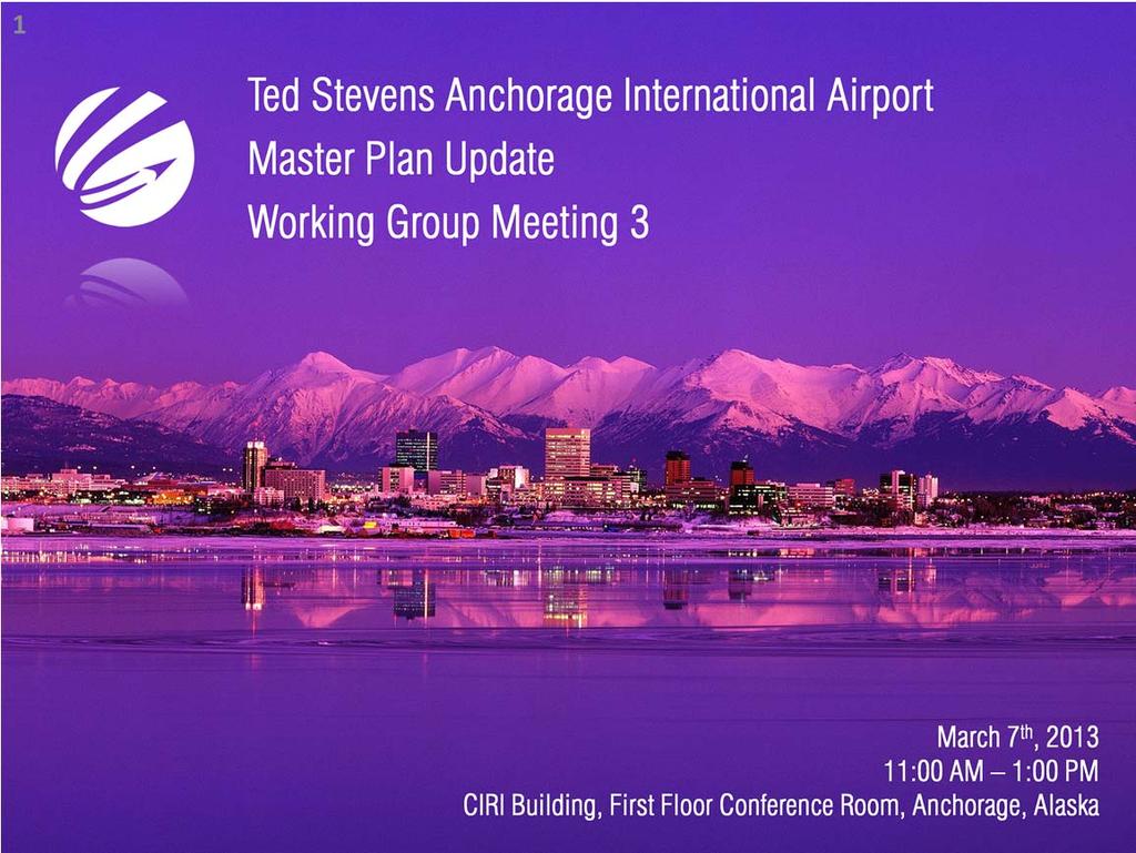 This is the presentation for the third Master Plan Update Working Group Meeting being conducted for the Ted Stevens Anchorage International Airport Master Plan Update.