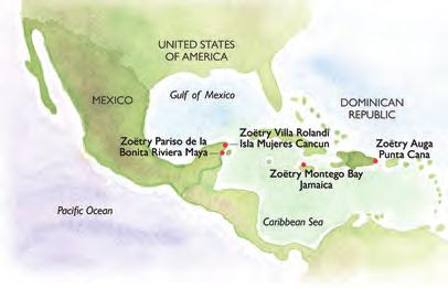 N Carretera Chetumal Cancún Km. 328 Bahía Petempich, Puerto Morelos Q. Roo México 77580 For reservations, contact your travel professional, visit www.zoetryresorts.com or call 1 888 4ZOETRY.