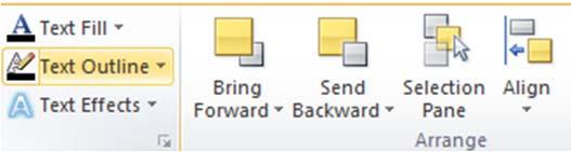 Rad sa oblicima: opcije Bring Forward i Send Backward U grupi Arrange unutar Drawing Tools ponuđene