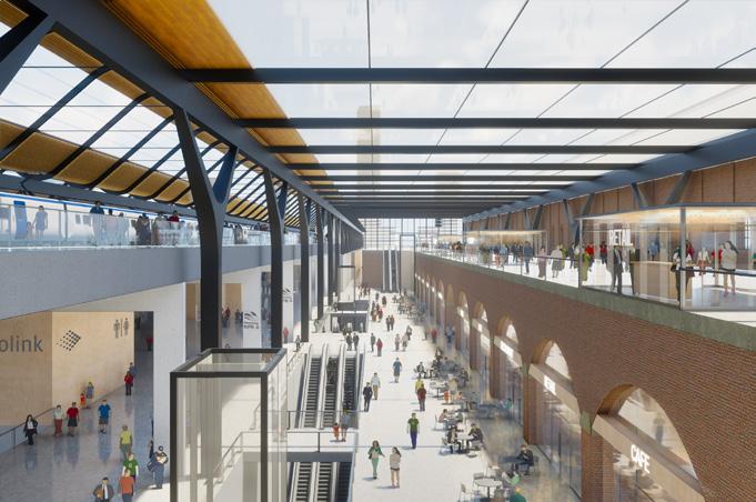 Indicative station and SRF proposals prepared on behalf of Greater Manchester by Mott Macdonald & Bennetts Associates Proposed HS2 Manchester Piccadilly interior High Speed 2 (HS2) One of the