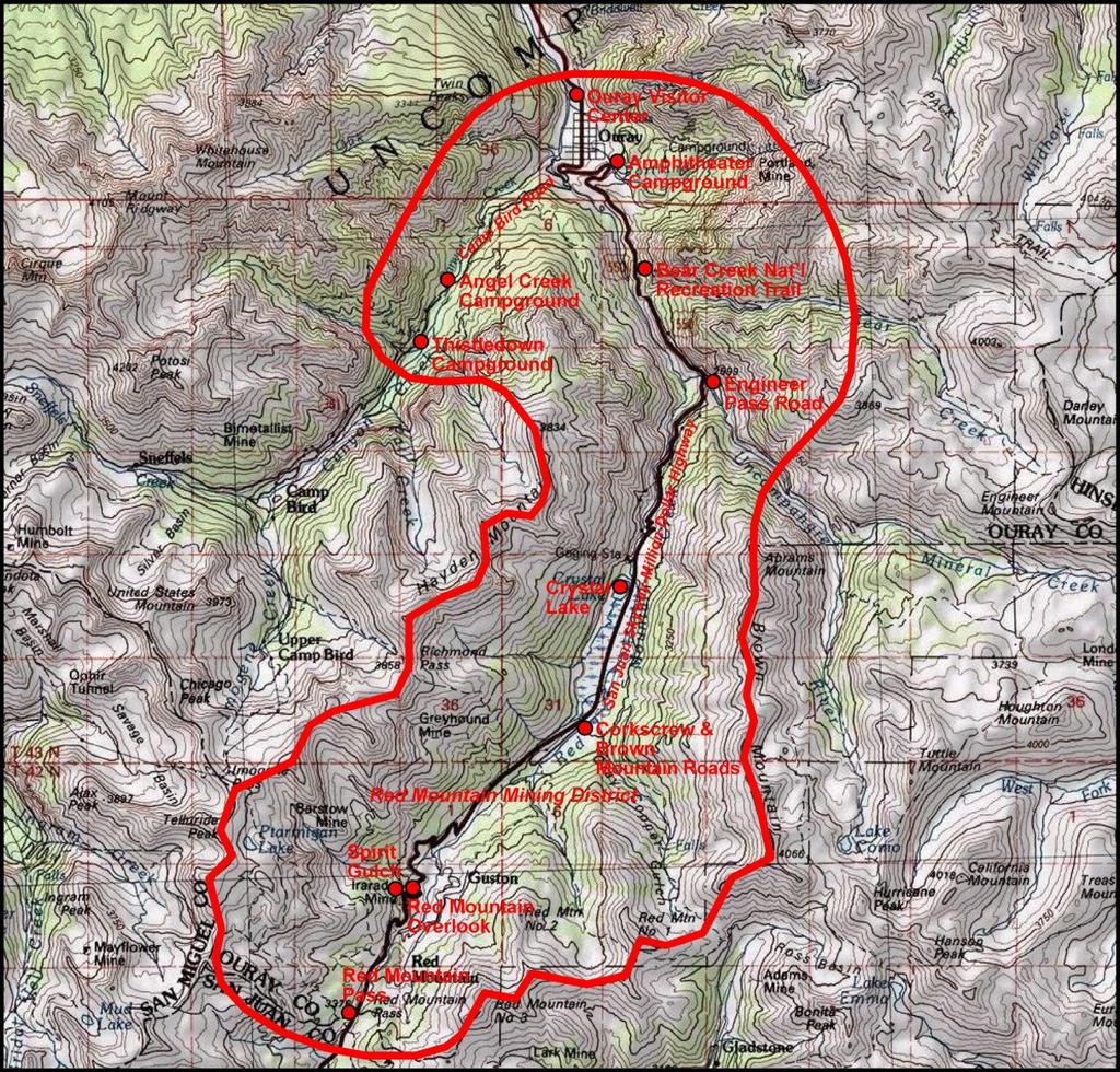 Red Mountain President s Initiative Project Project Area Map Major Project Components Facility Maintenance & Improvement: Deferred maintenance/improvement of recreation sites, including accessibility