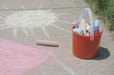 Washable chalk lets kids draw to their hearts content on cement walkways and the