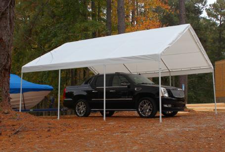 Hercules 18ft X 20ft 17ft9in Wide x 20ft Deep x 6ft8in Side Height / 11ft6in Center Height King Canopy Item #: HC1820PC With 8 Legs, White Drawstring Cover, Elastic Ball Straps & Foot Pads.
