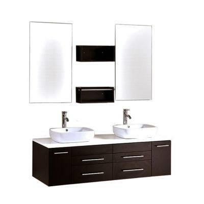 Paris 60 in. Double Vanity in Espresso with Ceramic Vanity Top in White and Mirror SKU: VT 9006 Modetti bring you the Paris 60 in.