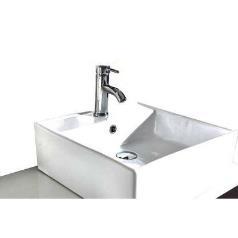Whole combo set include: double vanity cabinet, 2 mirrors, 2 chrome faucets, 2 pop-up drains, 2 p-traps, 2 above-counter ceramic sinks, installation hardware Double sink bathroom vanity with 2 square