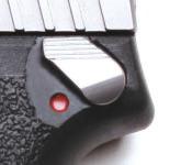 The enhanced trigger has a shorter length of pull compared to the Kahr standard trigger. The new enhanced trigger has a 1/4 length of pull with an approximate 7.5 lb.