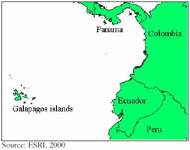 Bản đồ 1: Quần đảo Galápagos Quần đảo Galápagos đã nổi tiếng về tầm quan trọng của nó trong quá trình phát triển tiến hoá của Darwin.