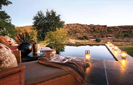 A private plunge pool at Bushmans Kloof Wilderness Reserve & Wellness Center, Cederberg Mountains, SOUTH AFRICA Arranging your newspaper of preference ANTICIPATING YOUR