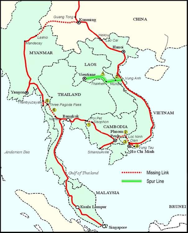 Current network : Cambodia Lao PDR (Spur Line) Malaysia Myanmar Singapore Thailand Viet Nam Kunming,