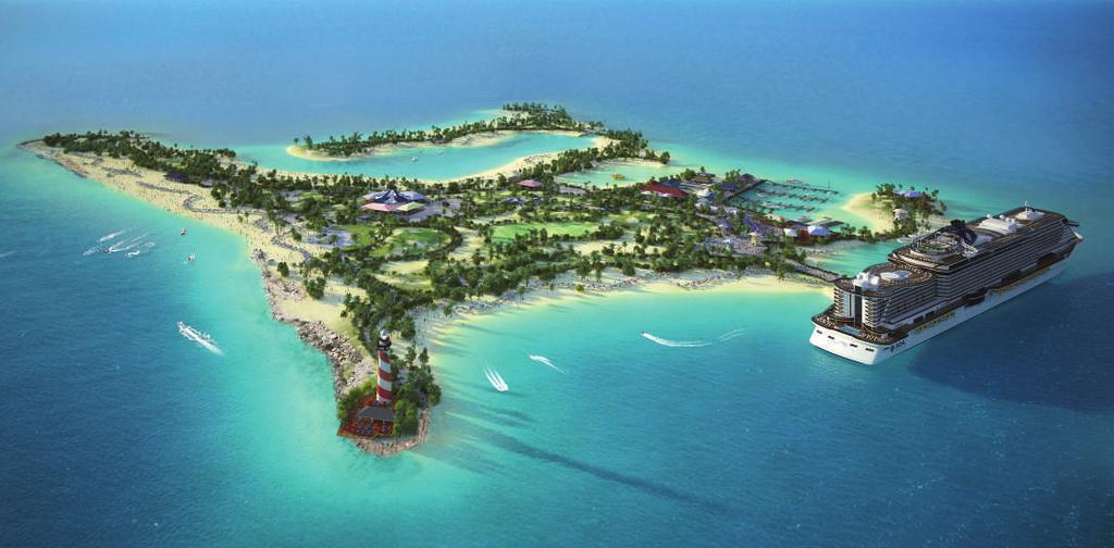 amphitheater, a bahamian village shopping area with: restaurants, bars, zipline attatraction, a lagoon