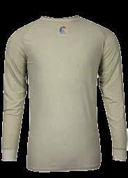 Khaki Modacrylic Blend Tagless shirt collar for added comfort Proactively regulates body temperature Anti-Microbial to help reduce odors OSHA 1910.