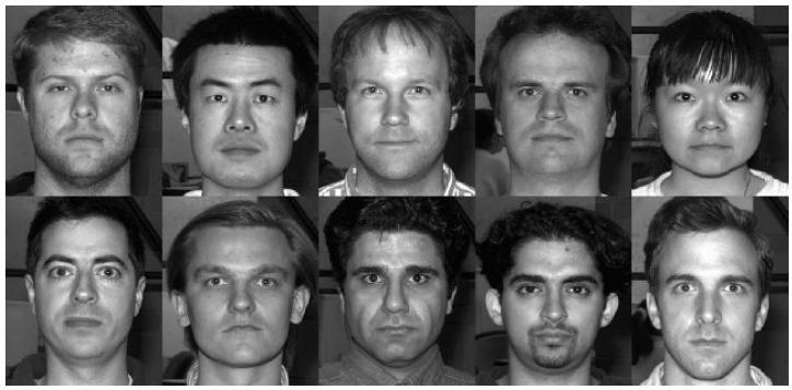 Experiment on Human Face Images Use PCA / kernel PCA to extract the 10 most significant features