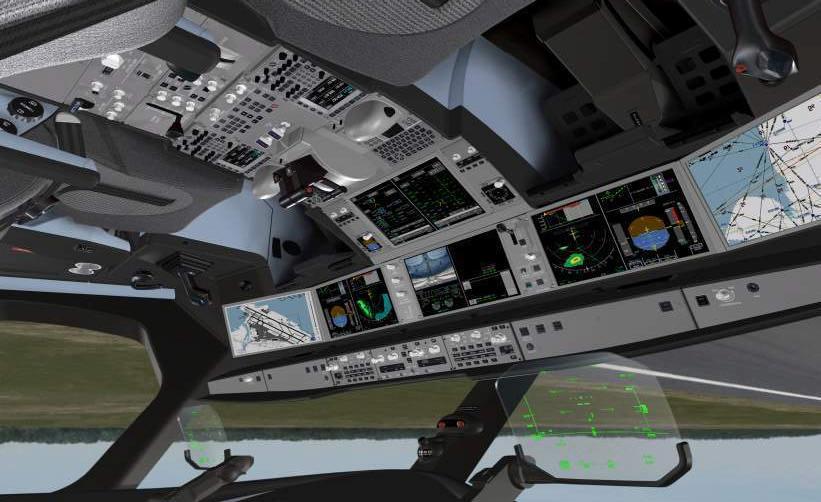 A350 XWB Flight deck Building on A380 experience Head-up display Vertical Display Dual Integrated Standby
