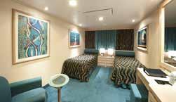 3 Wellness Inside cabins ( 13 m 2 ) 12 Inside cabins for guests with disabilities or reduced mobility ( 20 m 2 ) Single beds can be converted into a double bed only in cabin  Size of bathroom 4 m 2
