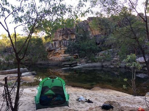 Camping on Twin Falls Creek close to the gorge.
