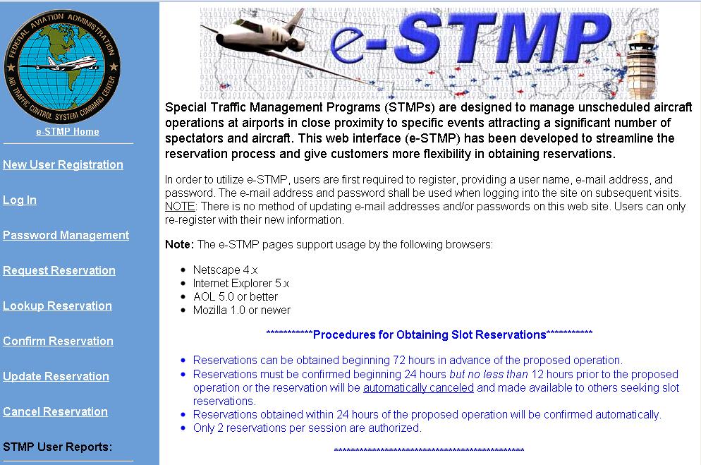 FAA Resource e-stmp http://www.fly.faa.gov/estmp/index.