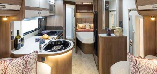 > LAYOUT OPTIONS TRANSVERSE BED LAYOUT The ever-popular Encore 254 features a light, bright rear bedroom, with retractable double bed.