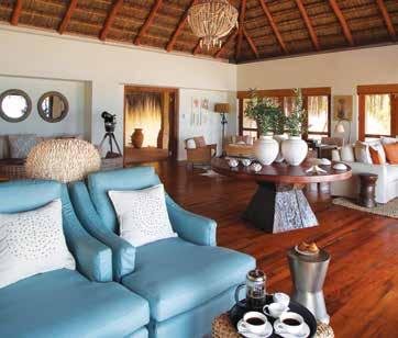 Furnished with cool contemporary cottons and the textures of Africa, the main areas