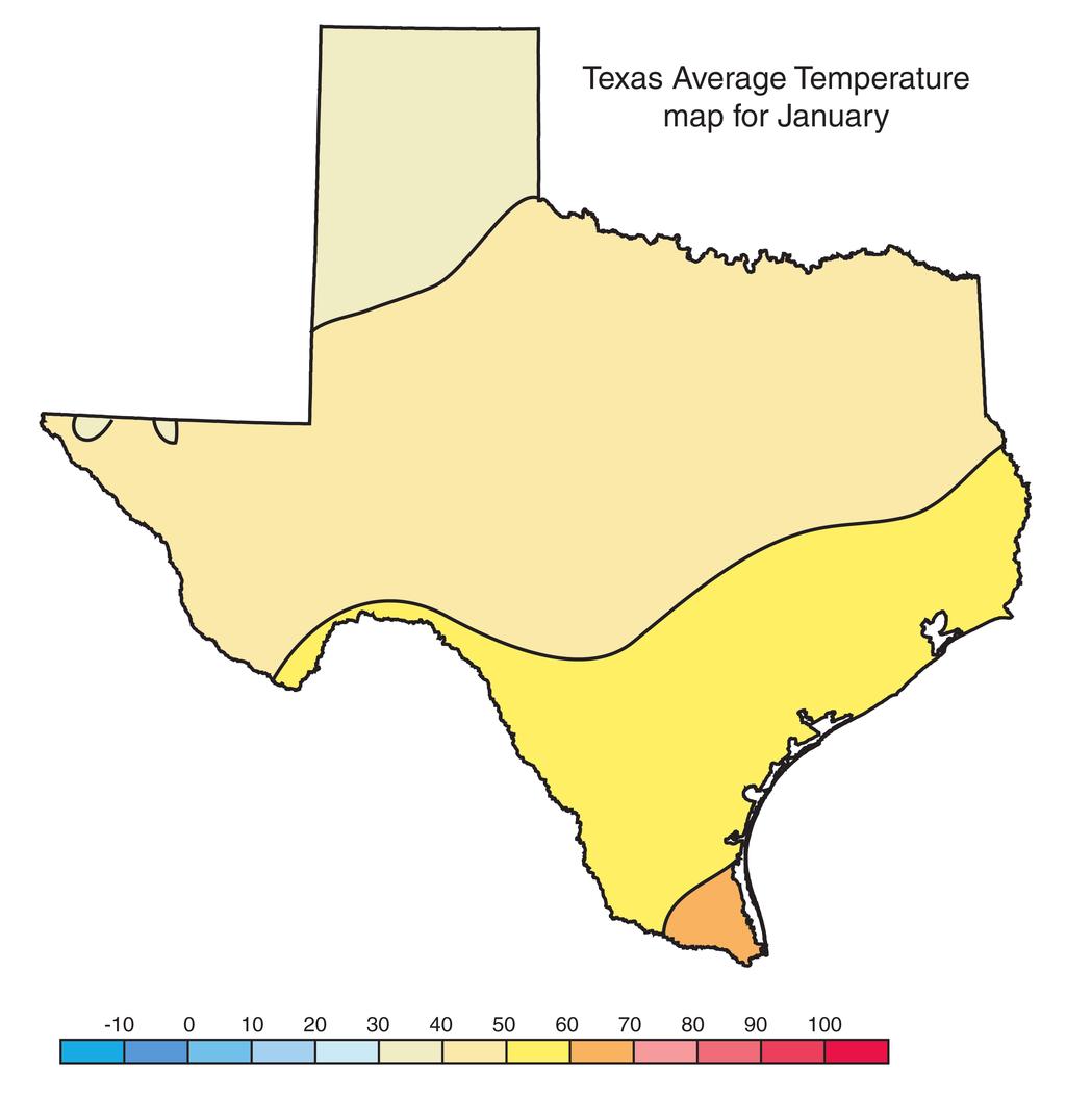 RM 3 Average Annual Temperatures of Texas for January