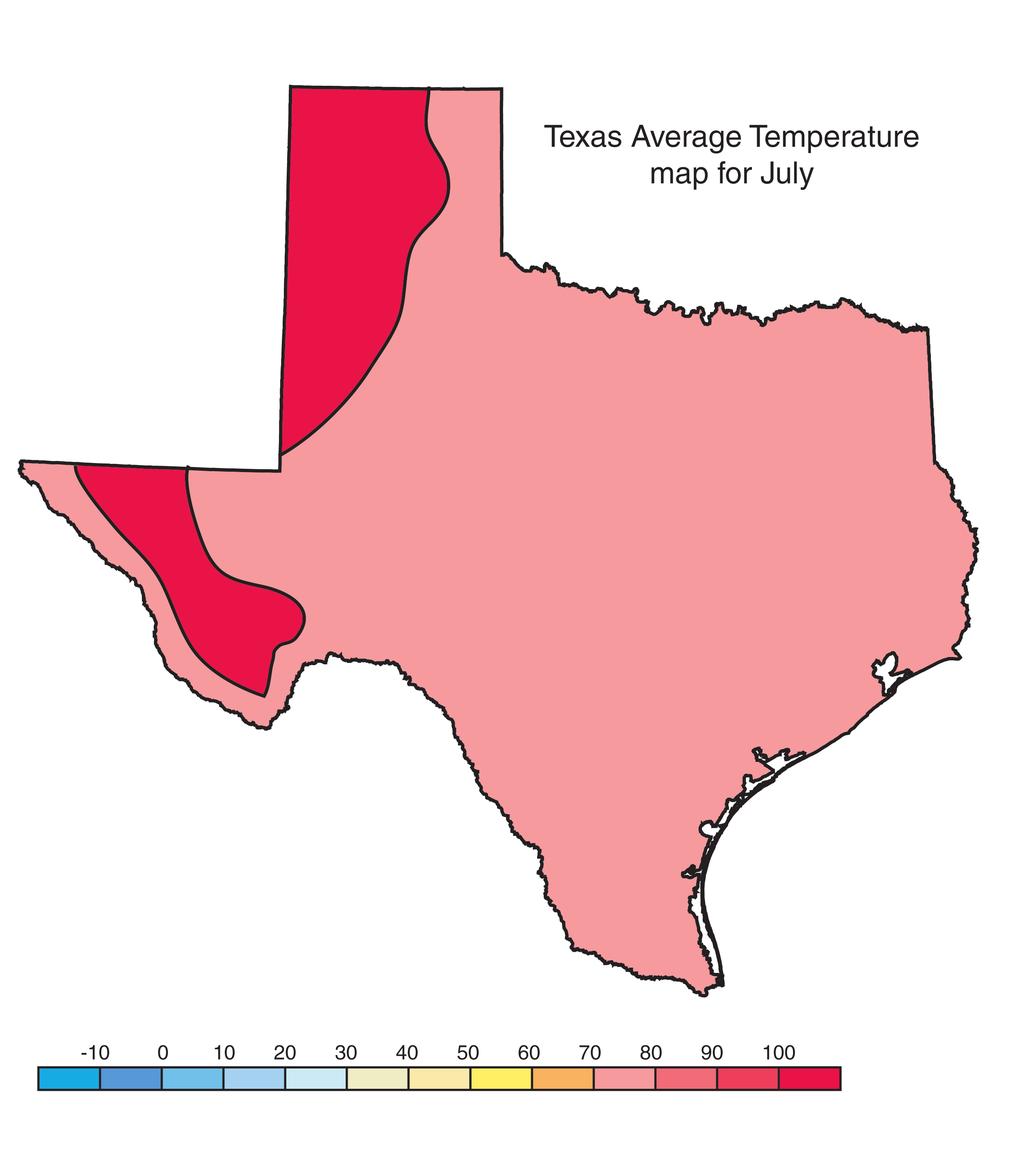 RM 4 Average Annual Temperatures of Texas for July