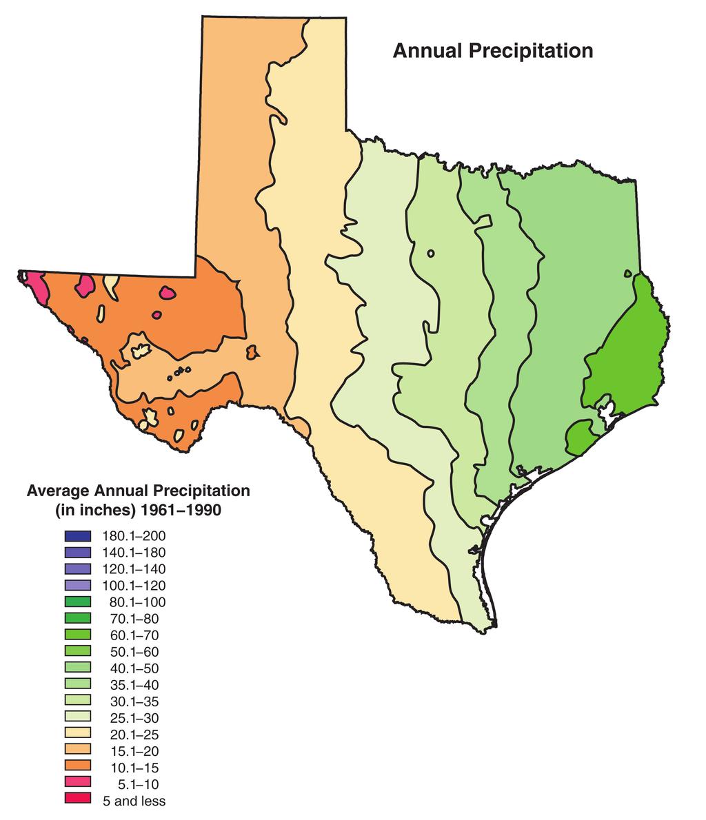 Texas, Our Texas RM 5 Average Annual Precipitation of Texas