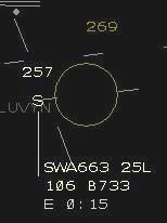o o Available to both the feeder and final positions Located on the third line of the flight data block (FDB) Slot Markers o Are spatial circular targets on the display to indicate where an aircraft